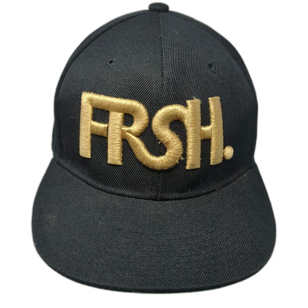 Crown Snapback Black One Size FRSH Visuals Threads Green Underbrim Flat Bill Hat